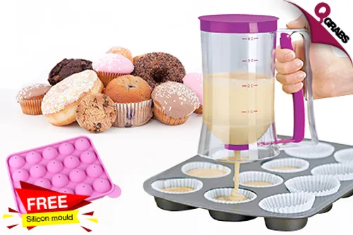 From QR39 Perfect The Art of Baking with a Batter Dispenser plus FREE 20-hole Cake Mould! (Up to QR178 Value)